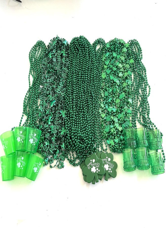 GZYSSL 72 Pcs St. Patrick's Day Bead Necklaces Bulk Green St. Patrick's Shot Glass Bead Necklaces St. Patrick's Clover Beads Decoration - Image 2